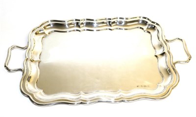 Lot 459 - A George V Silver Twin-Handled Tray, Viners Ltd, Birmingham 1930, rectangular with shaped rim, 56cm