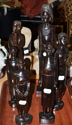 Lot 247 - Six African ebony carved figures