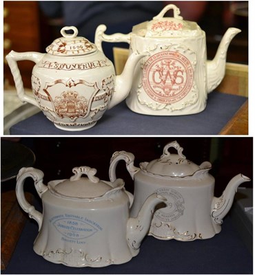 Lot 263 - Co-operative interest: eight assorted teapots including 'Derby 1850-1900 Golden Jubilee',...