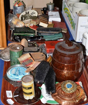 Lot 266 - Co-operative interest: two trays including CWS ashtrays, money boxes, shoe horn, match and...