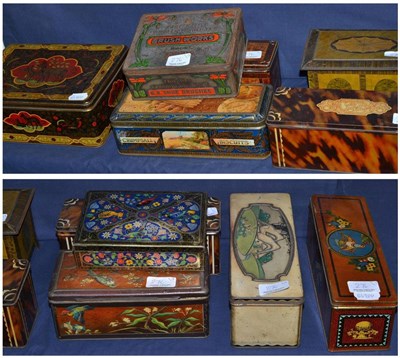 Lot 276 - Co-operative interest: eleven assorted CWS biscuit tins and a flatiron