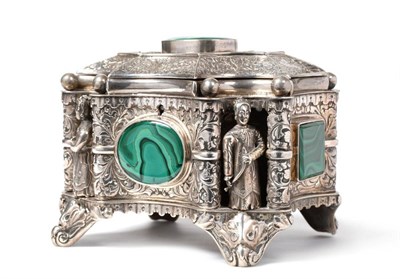 Lot 466 - A Chinese Export Silver and Enamel Casket, pseudo English marks and maker's mark WO, mid-19th...