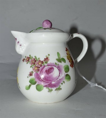 Lot 303 - Small Vienna porcelain jug and cover painted with flowers, late 18th century