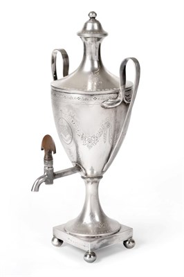 Lot 469 - A George III Scottish Silver Tea Urn, William Davie, Edinburgh 1790, of Neo-Classical form with...