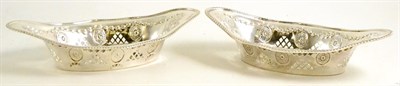 Lot 309 - Pair of oval pierced silver bon bon dishes