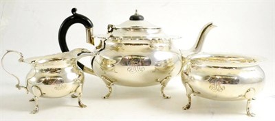 Lot 315 - Three piece silver tea service