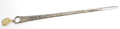 Lot 321 - A George III silver meat skewer, Crespin Fuller, London 1795, engraved with a crest