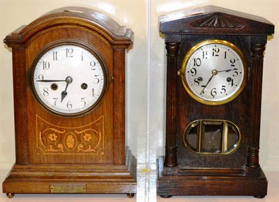 Lot 331 - Two striking mantel clocks, one with presentation plaque