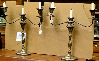 Lot 353 - A pair of Sheffield plate candelabra