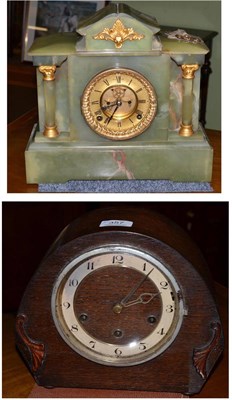 Lot 357 - An onyx striking mantel clock and a chime mantel clock