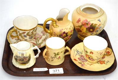 Lot 371 - Royal Worcester blush ivory tyg, small jug, cup and saucer and other decorative items