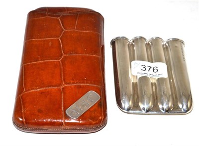 Lot 376 - A Sydenham's patent silver cigar pouch and a crocodile skin cigar case