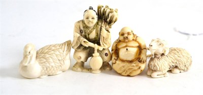 Lot 377 - Four earl 20th century ivory netsukes