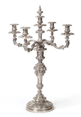 Lot 482 - A Large and Impressive Victorian Silver Five-Light Candelabrum, Edward, Edward Jnr, John &...