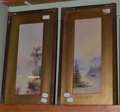 Lot 420 - A pair of watercolours by T Wilson 'Lake Constains' and 'Loch Lomond'