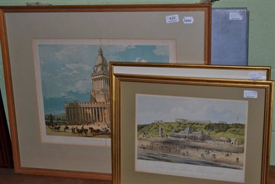 Lot 429 - A folio of unframed prints and three framed coloured prints, Yorkshire topographical views