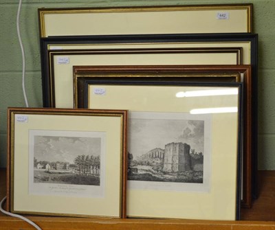 Lot 442 - Eight framed topographical and architectural prints, Yorkshire subjects including stately...