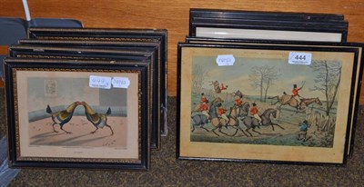 Lot 444 - Four framed cock fighting prints after Alken and five others (9)