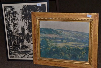 Lot 445 - H Denton Hawley, ";Summer Landscape";, signed, inscribed on artist's label verso, oil on...