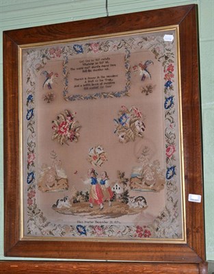 Lot 457 - Victorian framed sampler by Ellen Procter 1852