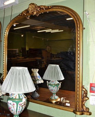 Lot 469 - Modern gilt framed over mantel wall mirror