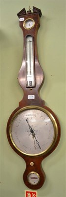 Lot 474 - A 19th century mahogany  inlaid wheel barometer, signed Pozzi & Co