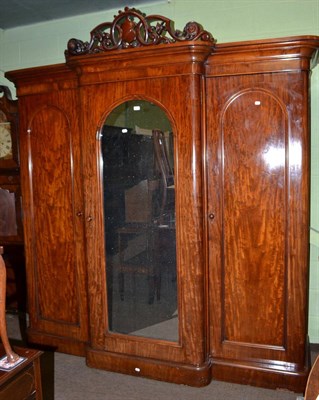 Lot 476 - Large Victorian and mahogany breakfront triple wardrobe