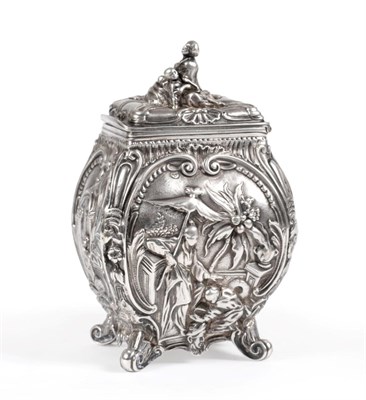 Lot 492 - A George II Chinoiserie Silver Tea Caddy, Emick Romer, London 1759, of rectangular bombe shape, the