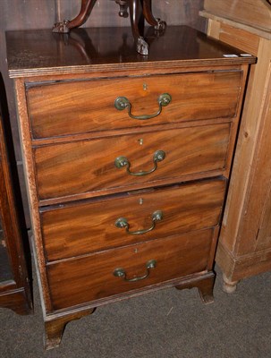 Lot 487 - A mahogany narrow chest of four long drawers, Georgian and later