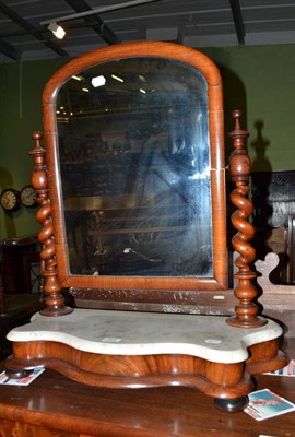 Lot 504 - Victorian mahogany dressing mirror with turned supports