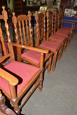 Lot 521 - A set of six oak early 20th century dining chairs