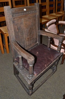 Lot 524 - An 18th century and later oak Wainscott style chair