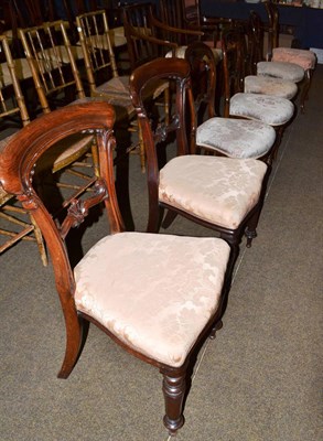 Lot 529 - A pair of Victorian carved mahogany dining chairs, a set of four salon chairs and a single...