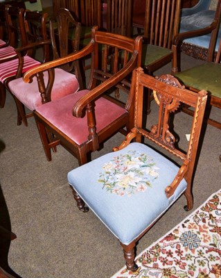 Lot 539 - A 19th century mahogany desk chair, a later shield shape carver chair, nursing chair with...