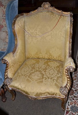 Lot 544 - Large 19th century giltwood wing armchair in Louis XV style