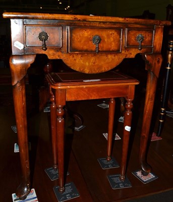 Lot 559 - Reproduction walnut lowboy and a small occasional table