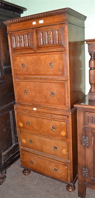 Lot 589 - Walnut reproduction tallboy chest