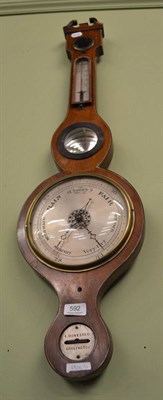 Lot 592 - A 19th century mahogany inlaid wheel barometer signed L Monesteri Darlington