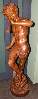 Lot 593 - A 20th century carved pine figure depicting Pan