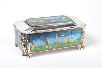 Lot 507 - An Arts & Crafts Enamelled Copper and White Metal Casket, apparently unmarked circa 1900,...