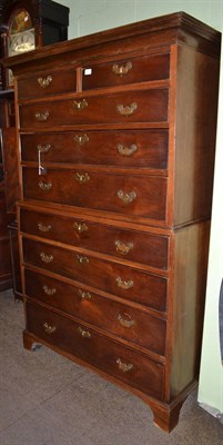 Lot 605 - Late George III mahogany chest on chest