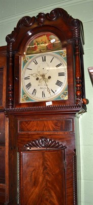 Lot 606 - A 19th century mahogany longcase clock, 8-day with painted arched dial