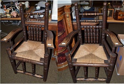 Lot 611 - Pair of oak Turner chairs