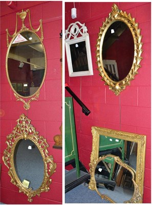 Lot 627 - Six assorted decorative gilt and painted wall mirrors