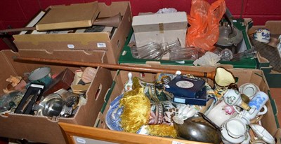 Lot 668 - Large quantity of assorted household items including pottery, glass ware, textiles, sewing...