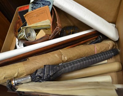 Lot 679 - A quantity of collector's items including assorted World War II medals, walking sticks, maps...