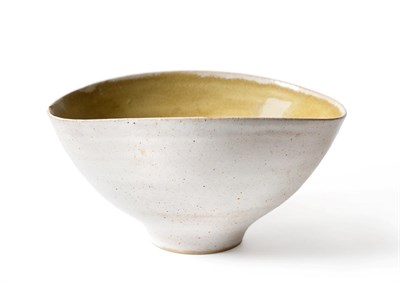 Lot 521 - Dame Lucie Rie (1902-1995) and Hans Coper (1920-1981): A Stoneware Bowl, of elliptical form, pitted