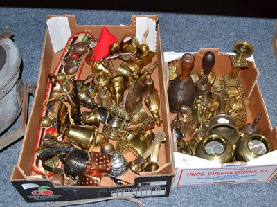 Lot 701 - Collection of brass and other metalware, including large collection of bells