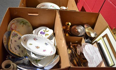 Lot 712 - Assorted items including fishing rods, brass warming pan, household china etc