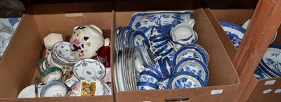 Lot 740 - A good collection of decorative ceramics including Bunnykins, Booths Old Willow, Masons tea and...